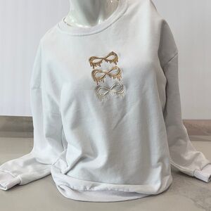 White Nfinity Sweatshirt with Embroidered Design